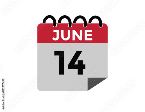 June 14 - Daily Calendar Icon with day of month