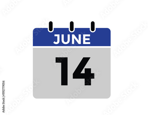 June 14 - Daily Calendar Icon with day of month
