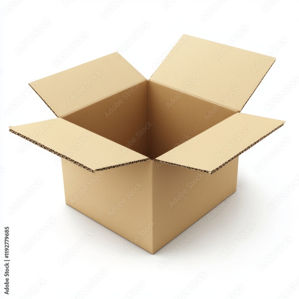 Neatly Closed Cardboard Box with Visible Tape and Open Flaps Neatly Closed Cardboard Box with Visible Tape and Open Flaps