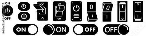 On and off icon vector set. Switch illustration sign collection. Toggle symbol. Slider logo.