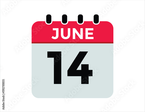 June 14 - Daily Calendar Icon with day of month