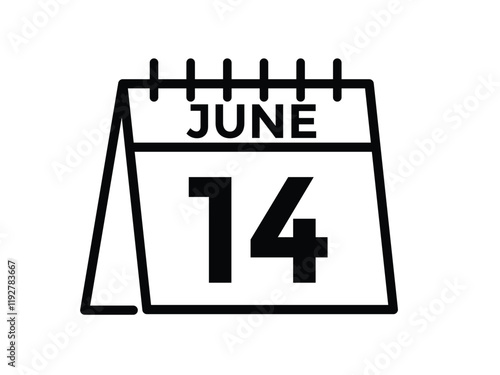 June 14 - Daily Calendar Icon with day of month