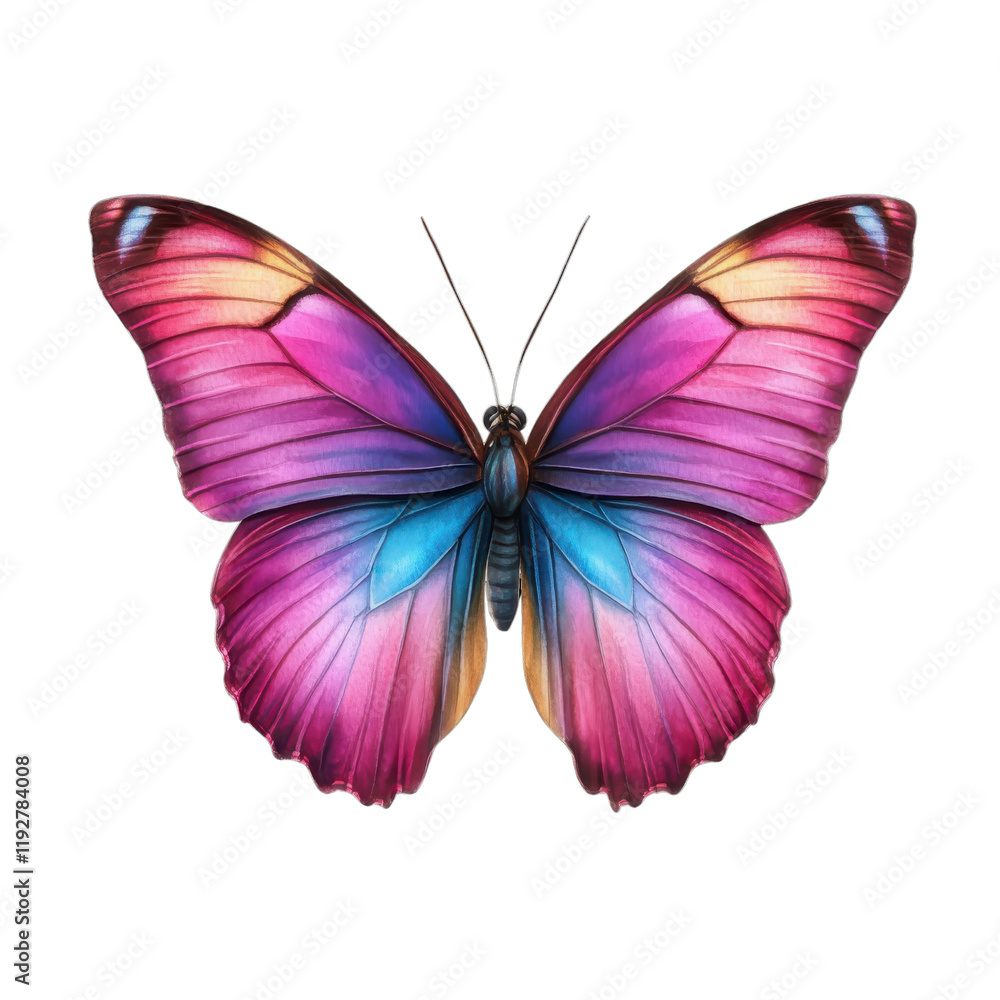 Fototapeta premium Vibrant Butterfly Display Isolated Nature Image Artistic Perspective Colorful Beauty isolated on white background