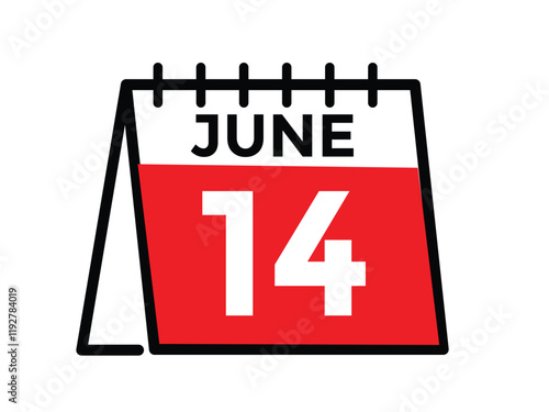 June 14 - Daily Calendar Icon with day of month