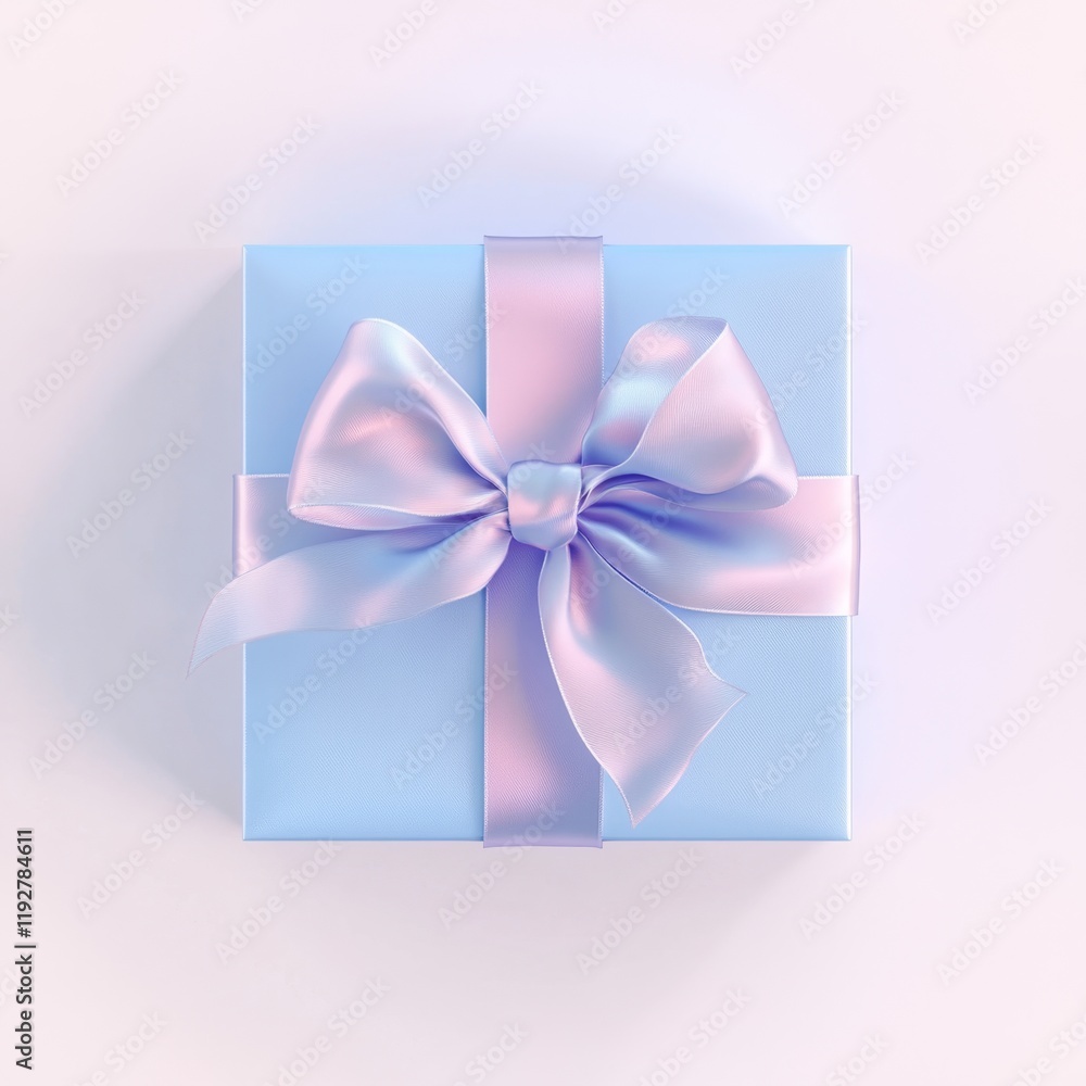 Shimmering Blue 3D Rendered Gift Box with Satin Ribbon Shimmering Blue 3D Rendered Gift Box with Satin Ribbon