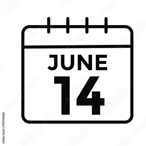 June 14 - Daily Calendar Icon with day of month