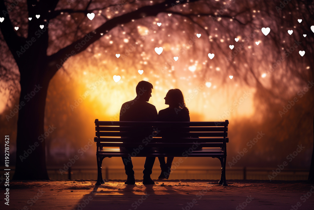 Romantic Silhouette for Valentine's Greeting Design Romantic Silhouette for Valentine's Greeting Design