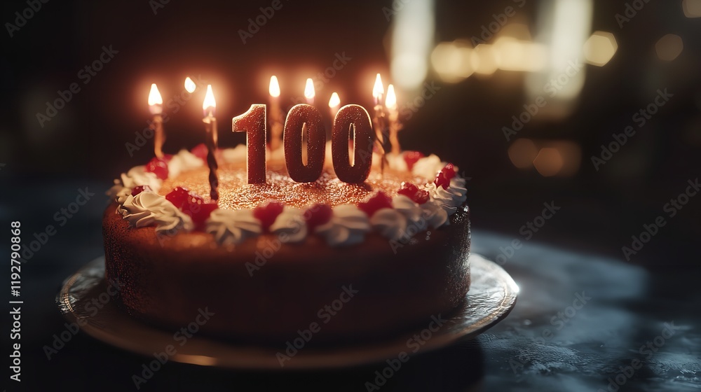 A birthday cake with lit candles on top. Perfect for celebrating birthdays and special occasions A birthday cake with lit candles on top. Perfect for celebrating birthdays and special occasions