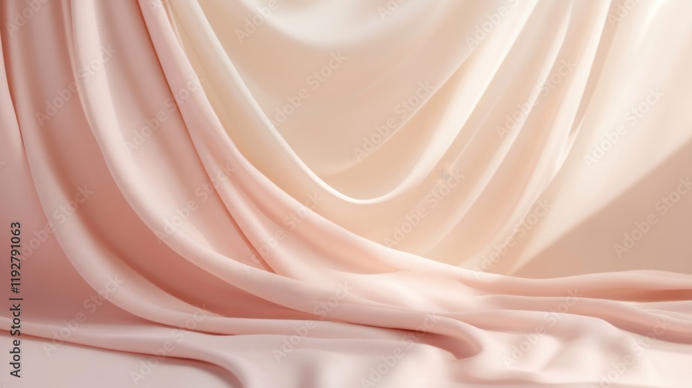 Obraz premium Soft Silk Drapery in Blush and Cream Tones Flowing Elegantly