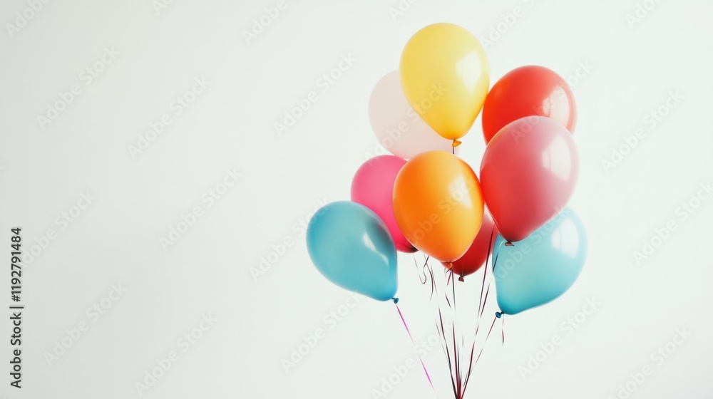 A cluster of colorful celebration balloons on a white background, symbolizing joy and festivity, Celebration scene A cluster of colorful celebration balloons on a white background, symbolizing joy and festivity, Celebration scene