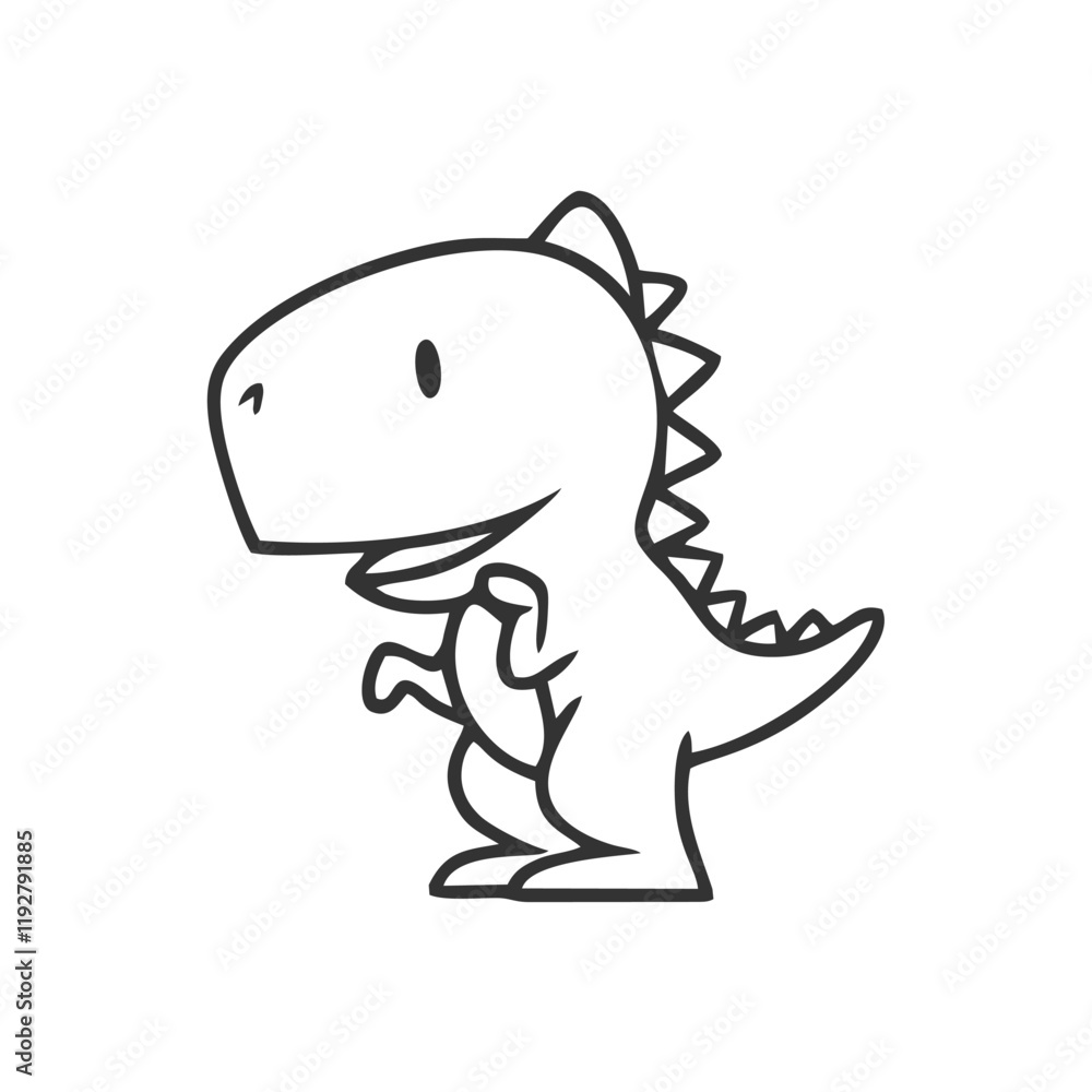 Fototapeta premium cute line t rex dinosaur illustration