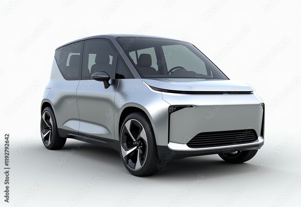 Futuristic Silver Electric Truck for 2040 with Clean Background Futuristic Silver Electric Truck for 2040 with Clean Background