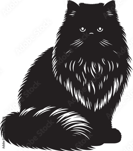 "Black Hair Cat Vector Illustration"