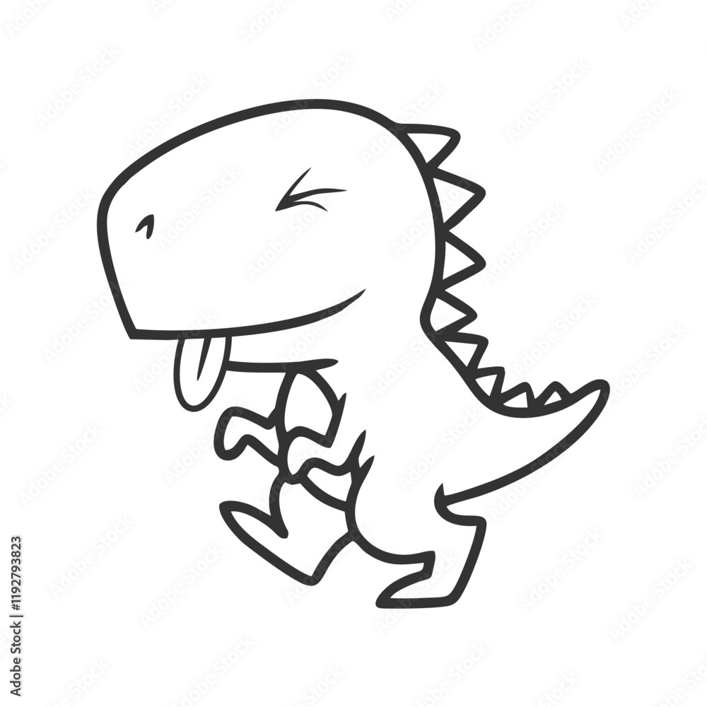 cute line t rex dinosaur illustration