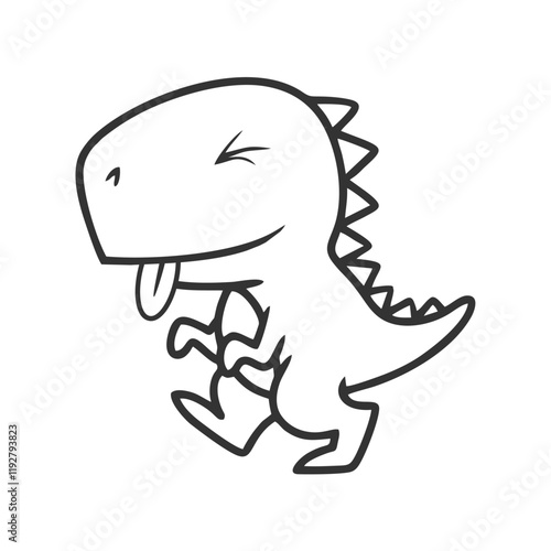 cute line t rex dinosaur illustration