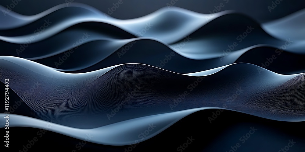 Fototapeta premium Abstract dark blue waves, flowing smoothly, background gradient. Website banner