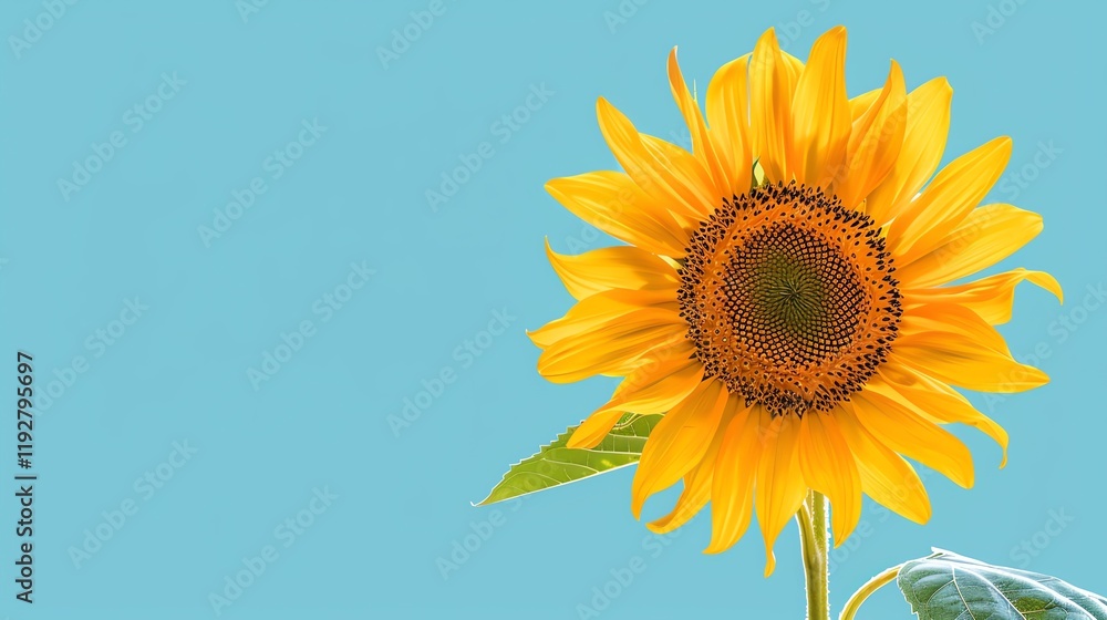 Obraz premium A single sunflower in bloom against a blue sky.