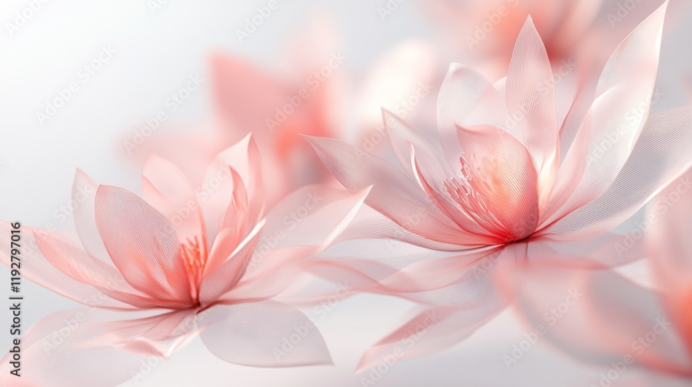 Fototapeta premium Delicate Pink Lotus Flowers Blooming in Soft Gentle Light