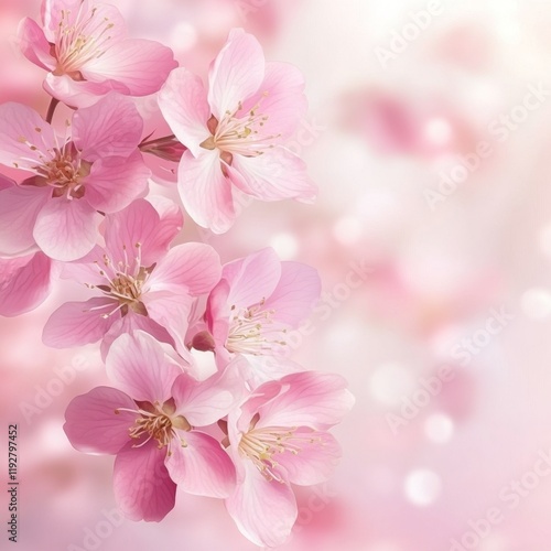Delicate Pink Cherry Blossom Flowers on Soft Blurred Background