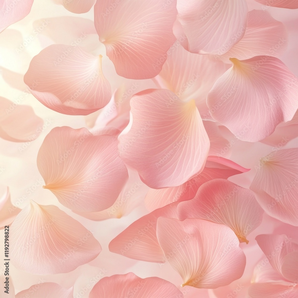 Delicate Pink Petals Floating on Soft Light Background Delicate Pink Petals Floating on Soft Light Background