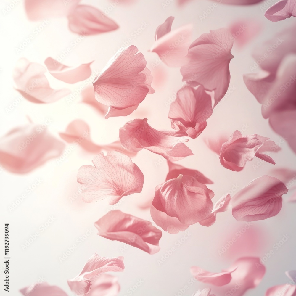 custom made wallpaper toronto digitalDelicate Pink Flower Petals Gently Falling in a Light Background
