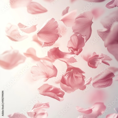 Wallpaper Mural Delicate Pink Flower Petals Gently Falling in a Light Background Torontodigital.ca