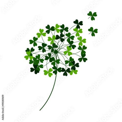 Shamrock Dandelion Isolated Background.