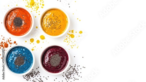 Wallpaper Mural Colorful Smoothie Bowls with Chia Seeds Healthy Breakfast or Snack Concept Torontodigital.ca