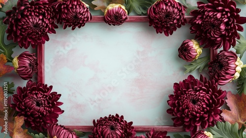 A vintage floral frame of pink and red roses for a wedding card photo