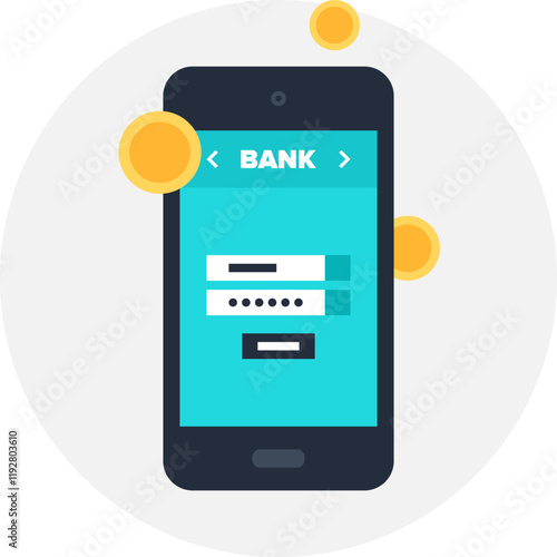 Mobile Banking flat vector web icon Free Download Mobile Banking flat vector web icon - GFXLoad