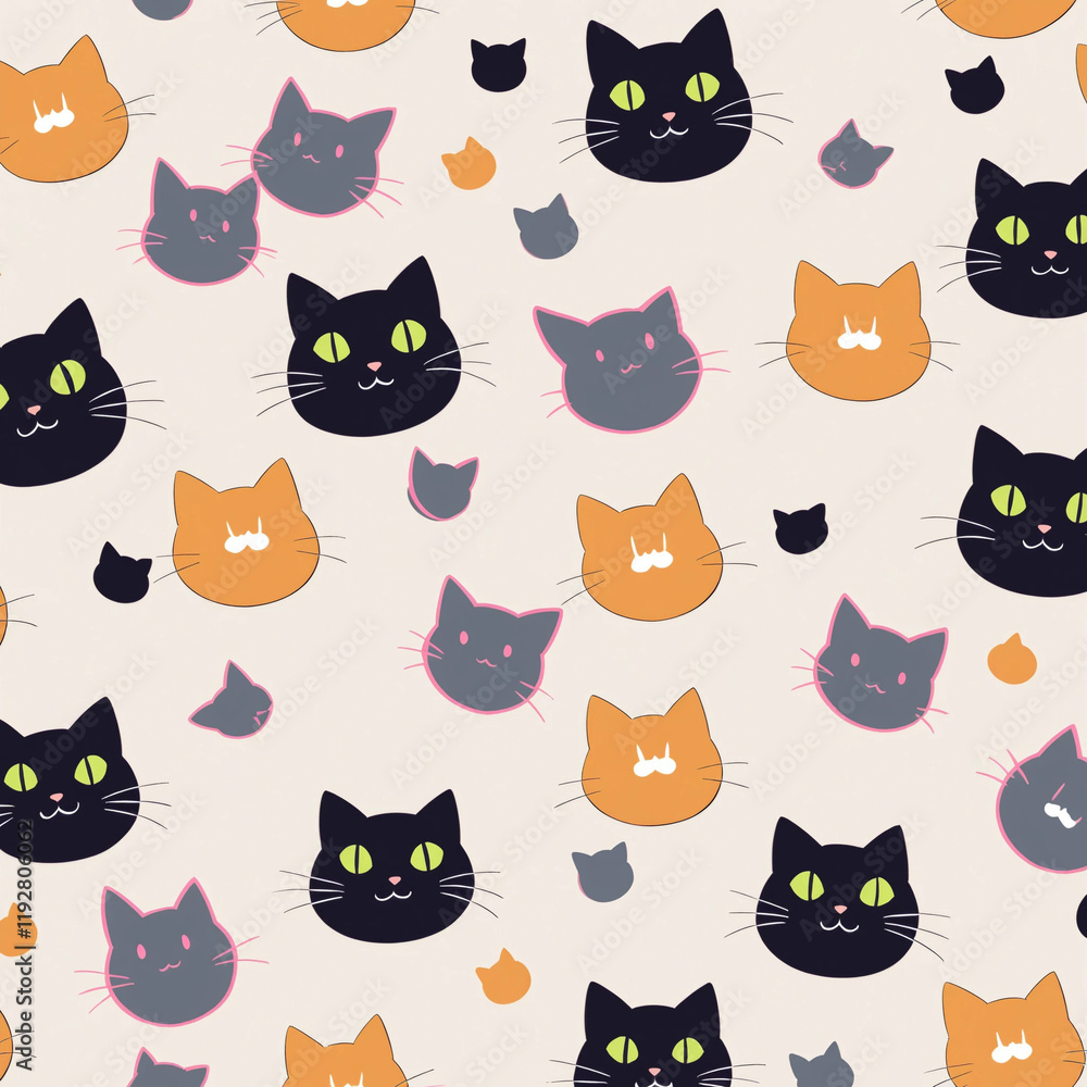 seamless pattern with cats seamless pattern with cats