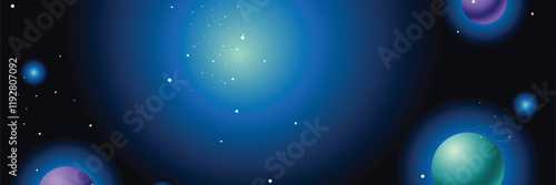 Cosmic planets, nebula, starscape, galaxy, design