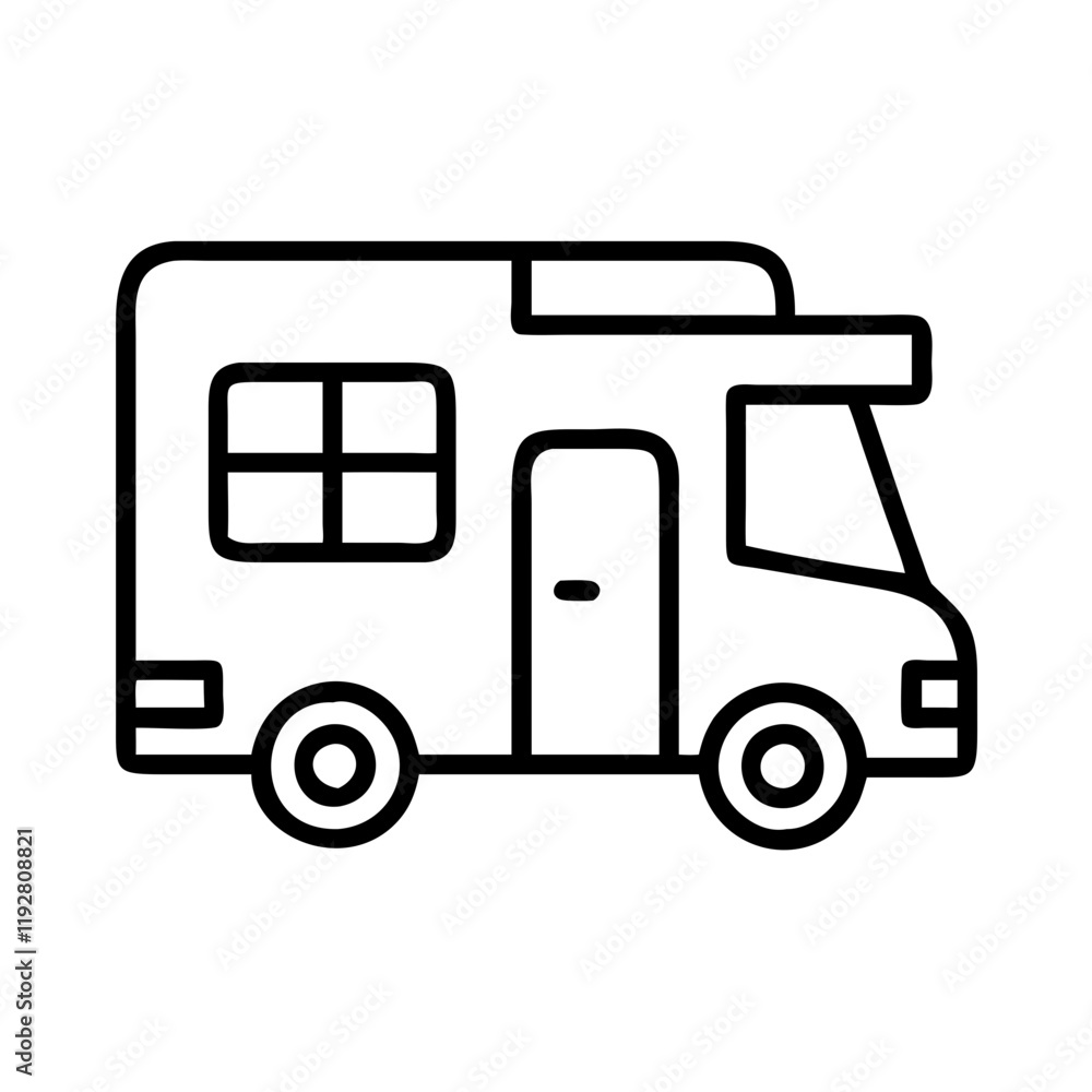 rv camper icon, rv camper line art - simple line art of rv camper, perfect for rv camper logos and icons and themed design rv camper icon, rv camper line art - simple line art of rv camper, perfect for rv camper logos and icons and themed design