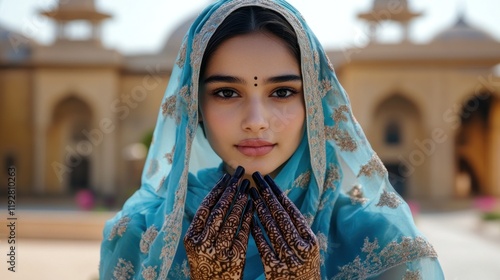 Portrait of a Young Woman in Traditional Indian Attire photo