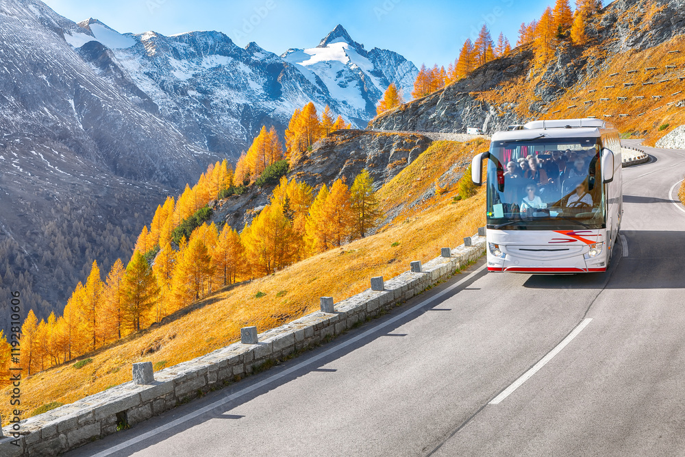 Amazing view of Grossglockner High Alpine Road at autumn.
