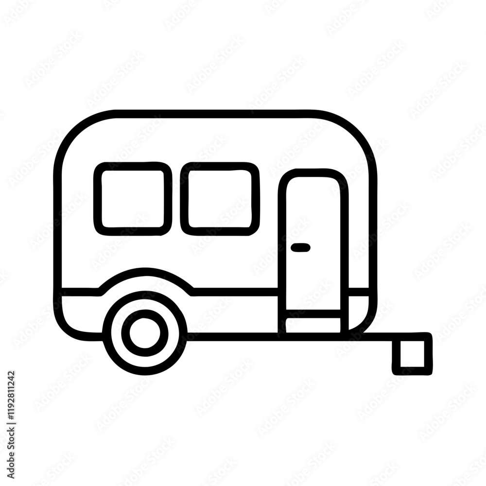 camping trailer icon, camping trailer line art - simple line art of camping trailer, perfect for camping trailer logos and icons and themed design camping trailer icon, camping trailer line art - simple line art of camping trailer, perfect for camping trailer logos and icons and themed design