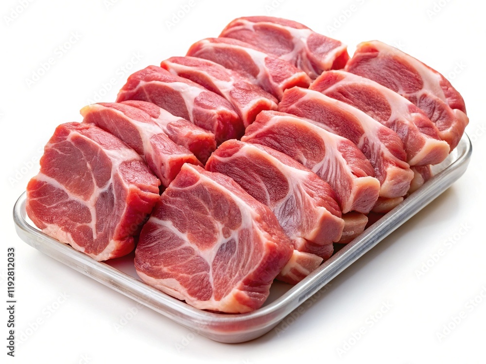 Raw Pork Slices, Butcher Shop Meat, Isolated PNG Transparent Background Raw Pork Slices, Butcher Shop Meat, Isolated PNG Transparent Background