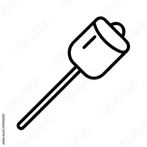 marshmallow on a stick icon, marshmallow on a stick line art - simple line art of marshmallow on a stick, perfect for marshmallow on a stick logos and icons and themed design