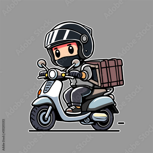 Animation of a Courier wearing a Helmet on a Clean White Background