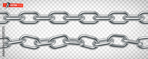 Vector realistic illustration of metal chains on a transparent background.