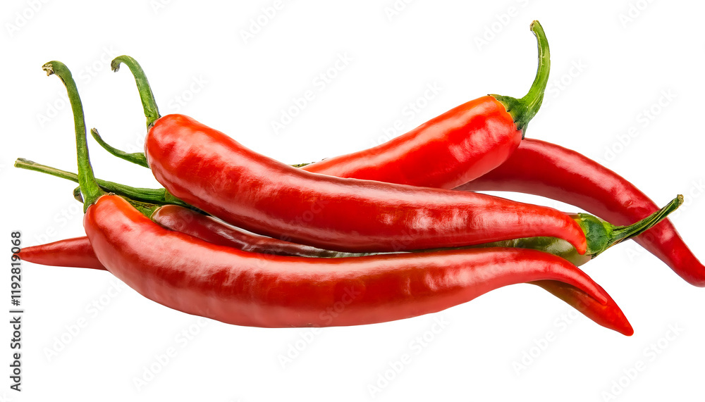 Red chili peppers displayed isolated on a white background, illustrating natural freshness and spice. Ideal for use in cuisine, culinary, or advertising emphasizing flavor and organic produce Red chili peppers displayed isolated on a white background, illustrating natural freshness and spice. Ideal for use in cuisine, culinary, or advertising emphasizing flavor and organic produce