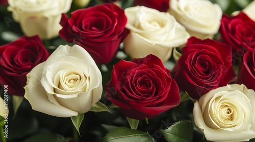 A beautiful bouquet of red roses, a perfect gift of love and romance photo