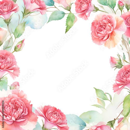 Wallpaper Mural Red Carnation Watercolor Background Frame Torontodigital.ca