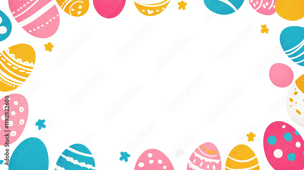 Easter eggs border with white background. Easter eggs border with white background.
