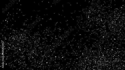 Organic dust particles on black background with sparkling white dynamic particles rotating in space 3d illustration, particles, sparkling, dynamic