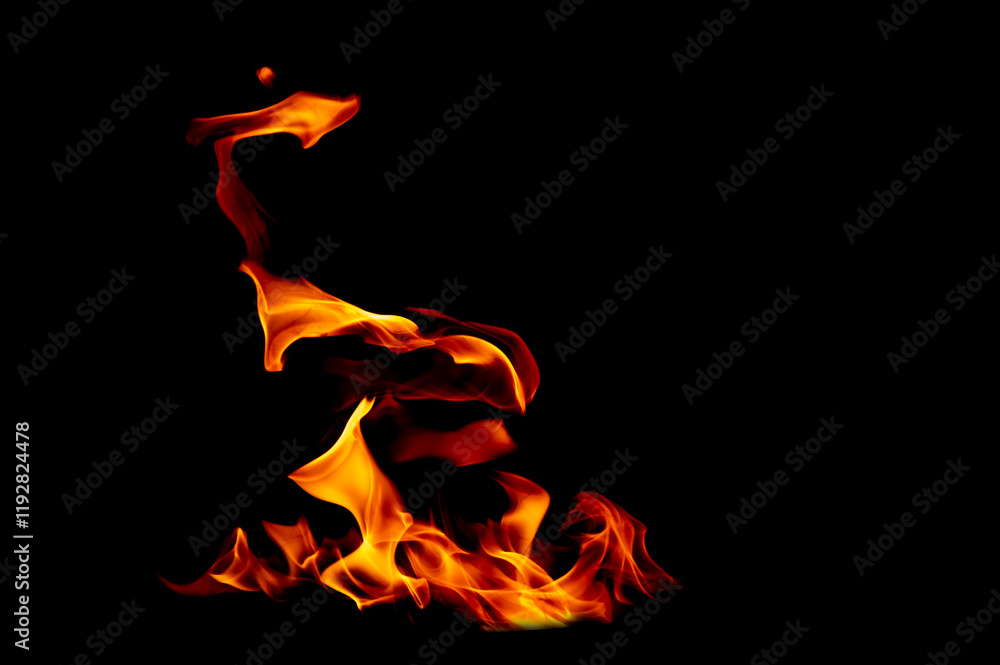 yellow, orange and red Fire flame isolated on background