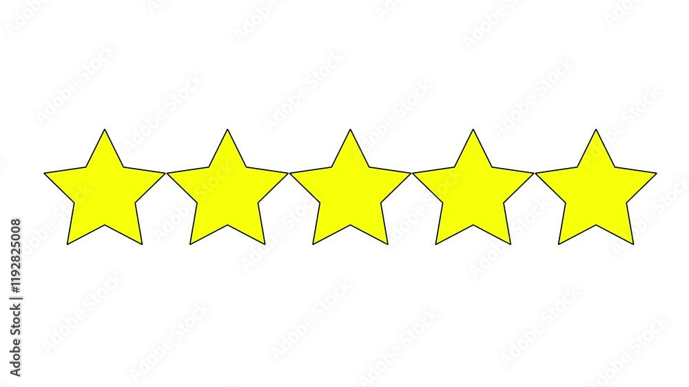Yellow five star animation for good feedback Yellow five star animation for good feedback