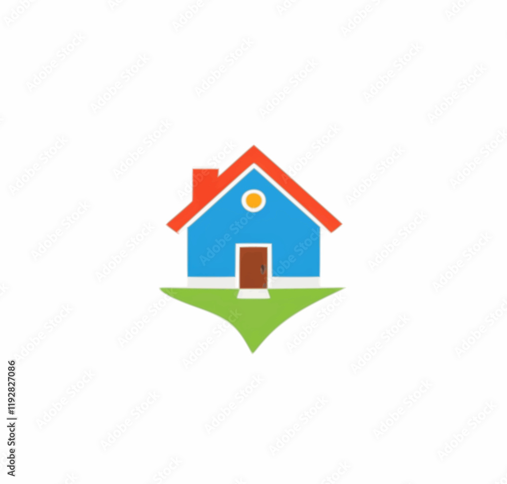 Charming Blue House Illustration: Simple Home Design Clipart Charming Blue House Illustration: Simple Home Design Clipart