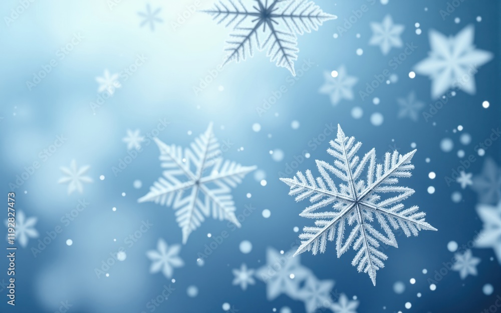 Snowflakes falling creating winter wonderland on blue background Snowflakes falling creating winter wonderland on blue background