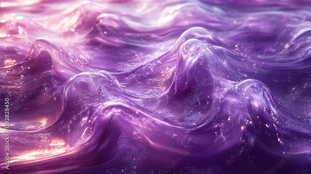 The background is purple in tone. The liquid with shades of purple and silver flows gracefully as if swimming in beautiful flowing lines. The background is purple in tone. The liquid with shades of purple and silver flows gracefully as if swimming in beautiful flowing lines.
